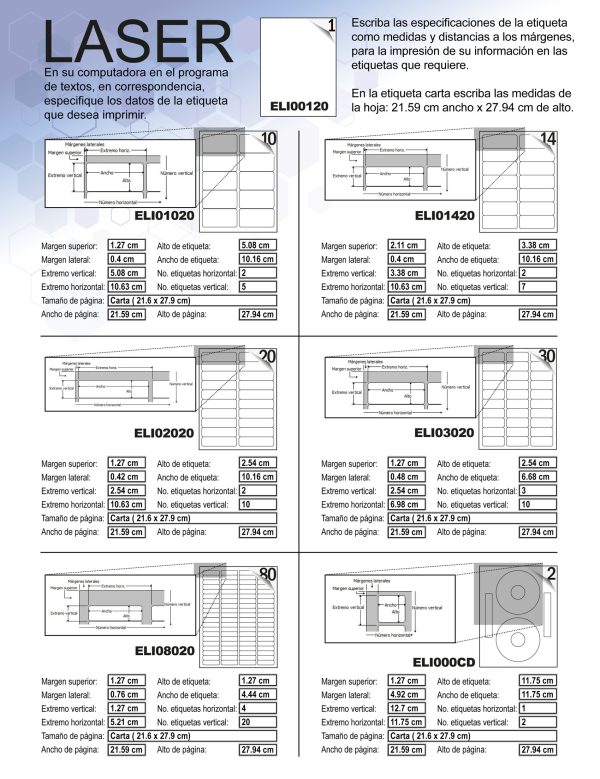 Etiquetas adhesivas láser t/carta 8 1/2" x 11" transfer pqte c/20 hojas - Imagen 2