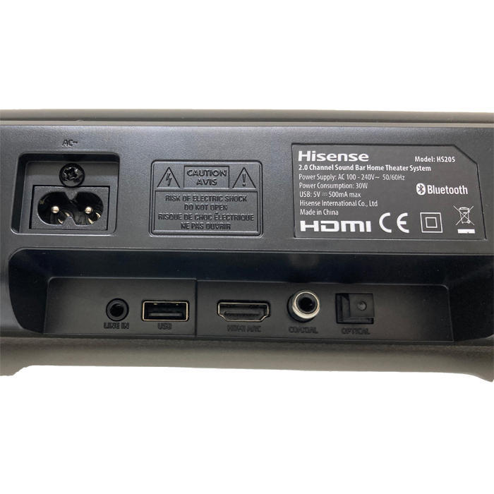 Barra de Sonido Hisense HS205-Bluetooth 60W