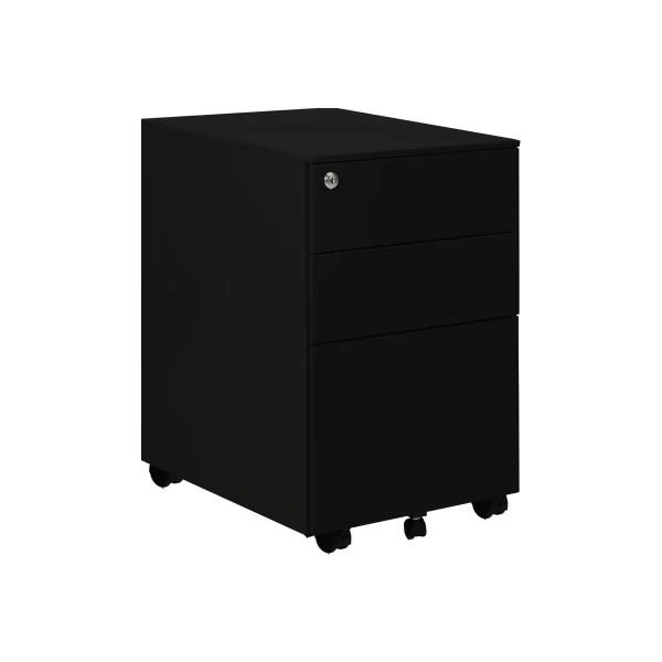Archivero Movil vertical metálico 2 cajones + 1 gaveta carta Sarre negro