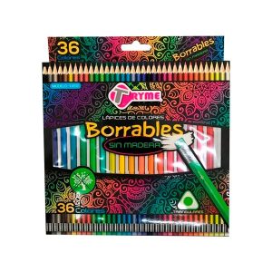 Lápices De Colores Tryme Borrables c/36