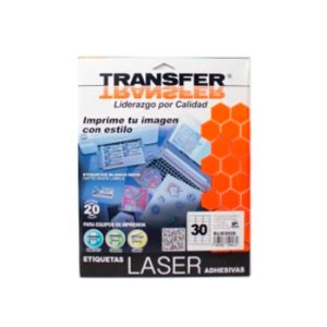 Etiquetas adhesivas láser 1" x 2 5/8" c/600 Etiquetas transfer pqte c/20 hojas