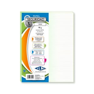 Papel Seguridad Tamaño Carta 90 gramos color verde JLM