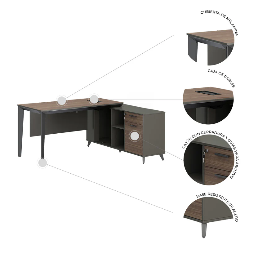 Escritorio L Cracovia 1.60 mts - Imagen 7