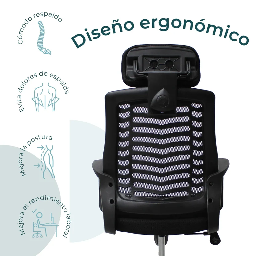 Sillón Mesh 108A respaldo alto color negro - Imagen 8